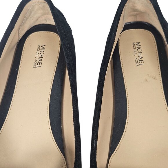 Michael Kors Woman's Black Suede Ballet Flats Minimalist 10M Classic Chic Flaw - Picture 13 of 16